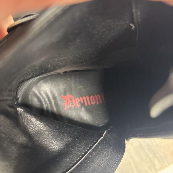 Demonia Black Platform Combat Boots Lace-Up Buckle Chunky Goth Grunge 8 - Picture 10 of 11